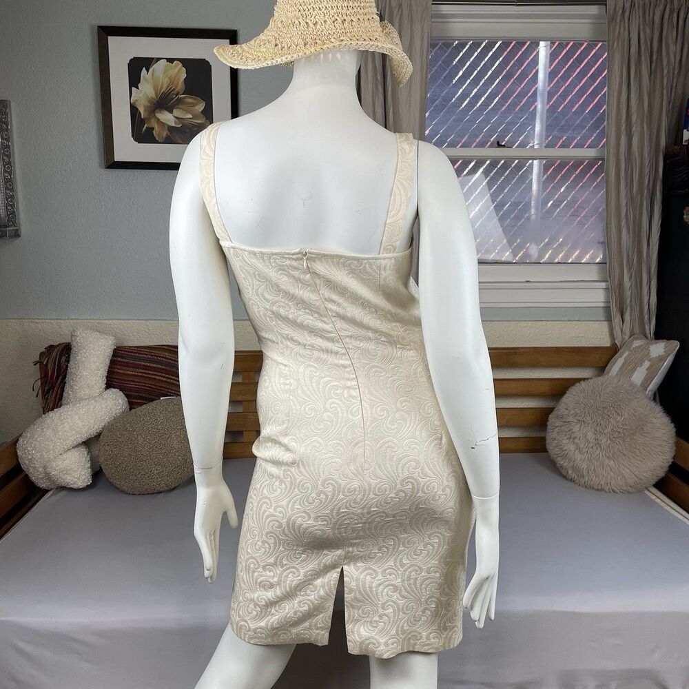 Tahari Arthur S. Levine 2 Piece Brocade Coat Dress Set Women's 12 Ivory Wedding - Picture 4 of 16